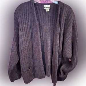 mohair blend express tricot vintage eggplant cardigan pockets